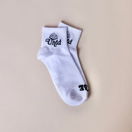 UNTD Logo Mid Cut Crew Socks (White)